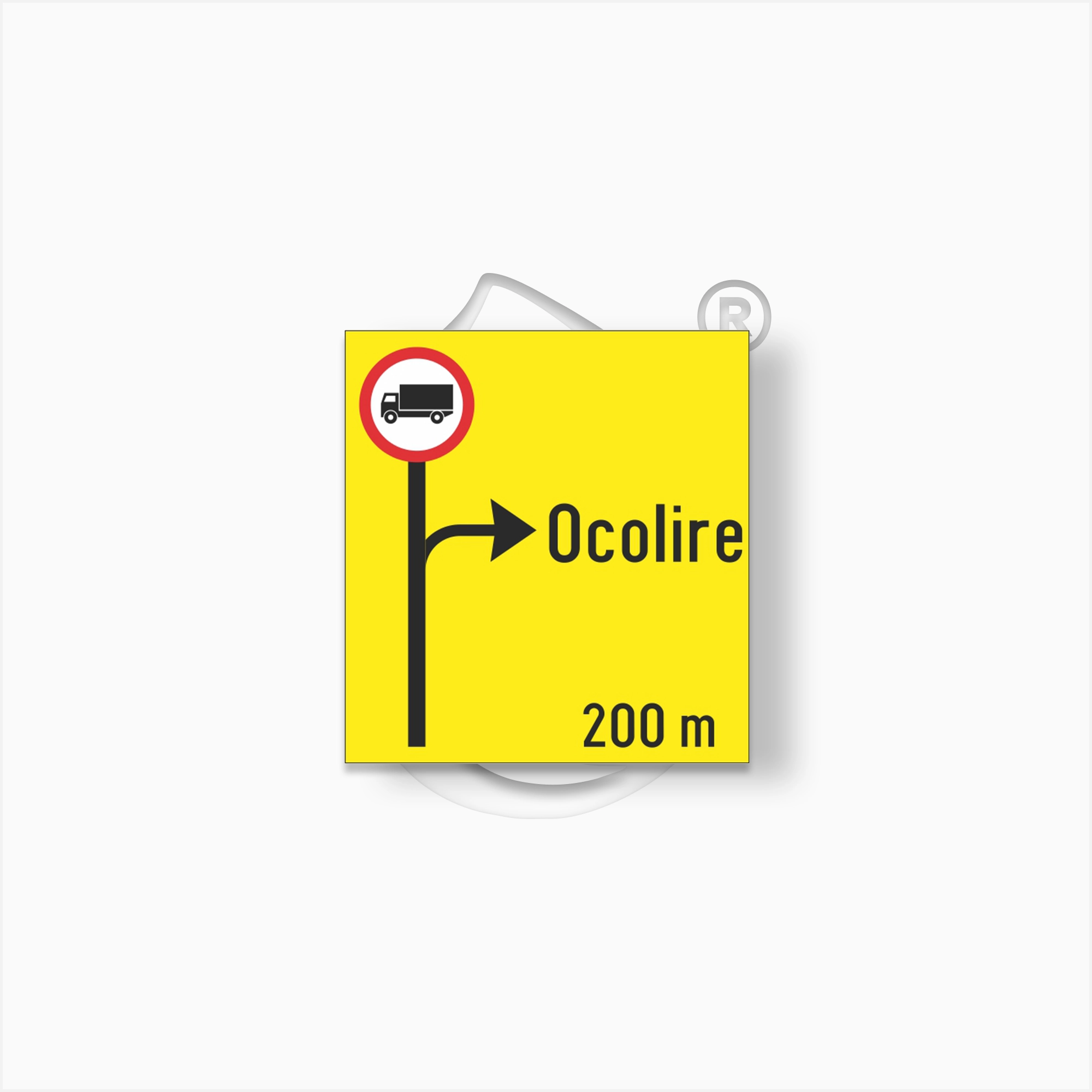 Indicator rutier reflectorizant pentru semnalizarea devierilor și rutelor ocolitoare. Ideal pentru lucrări rutiere și gestionarea temporară a traficului.