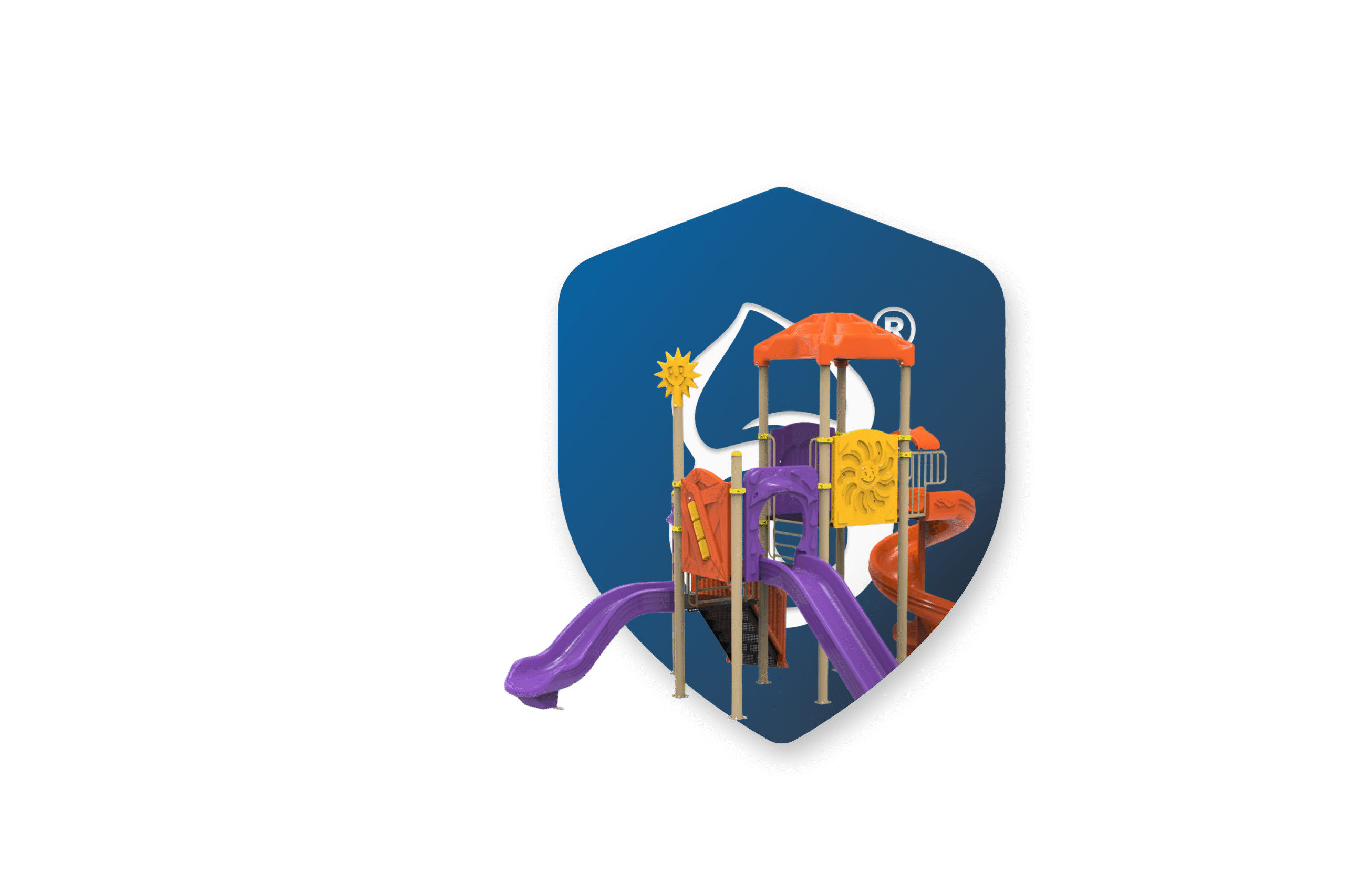 Colecția Turnuri de Joacă oferă ansambluri complexe cu tobogane, leagăne și poduri. Distracție completă și siguranță în orice loc de joacă.